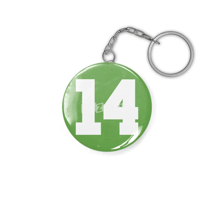 White Number 14 Anahtarlık