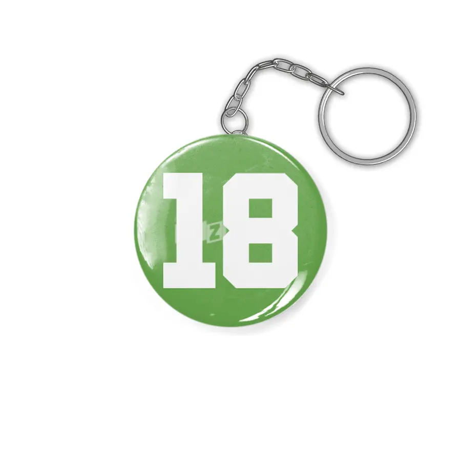 White Number 18 Anahtarlık