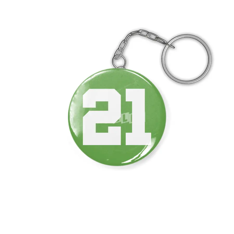 White Number 21 Anahtarlık