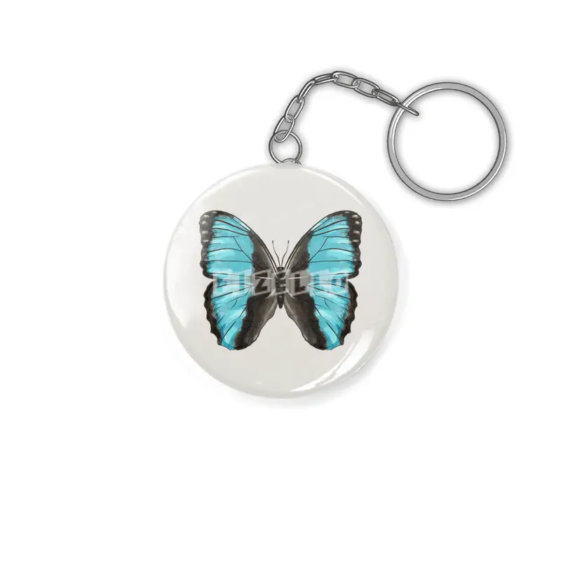 Blue Butterfly Insect Art Anahtarlık