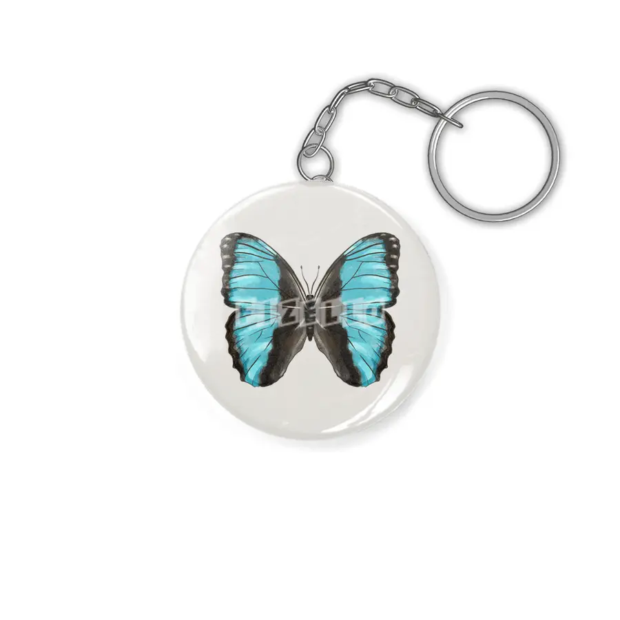 Blue Butterfly Insect Art Anahtarlık