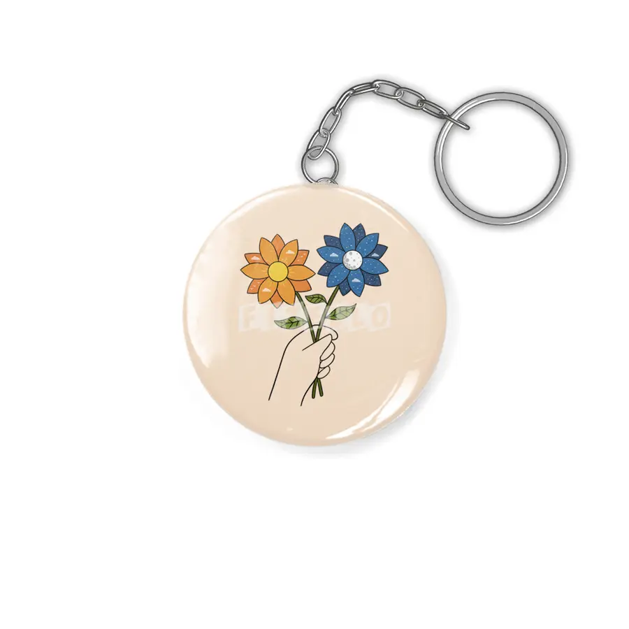 Flowers day and night Anahtarlık