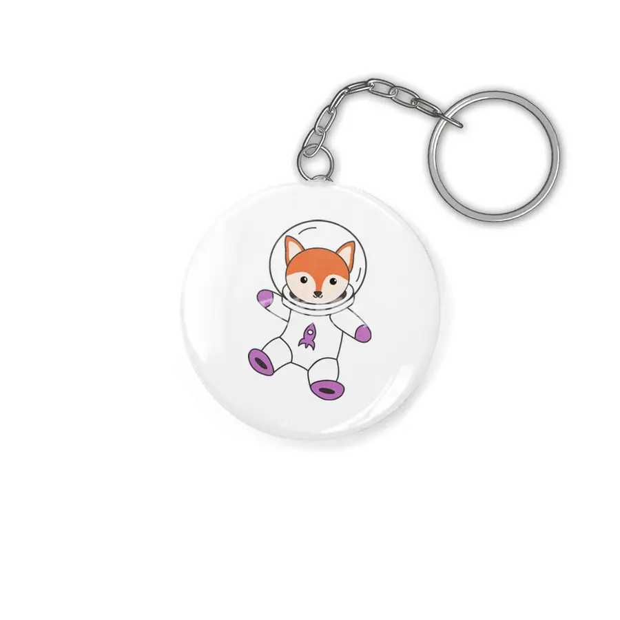 Astronaut Fox Orange Cute Animals Earth Mars Anahtarlık