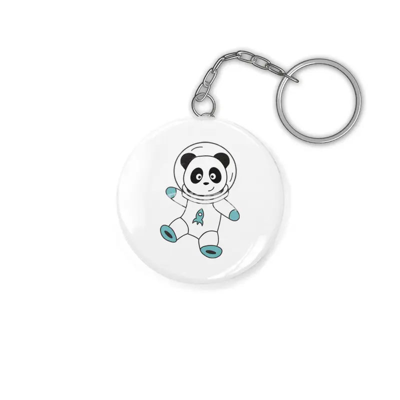 Astronauts Pandas Planet Earth Space Anahtarlık