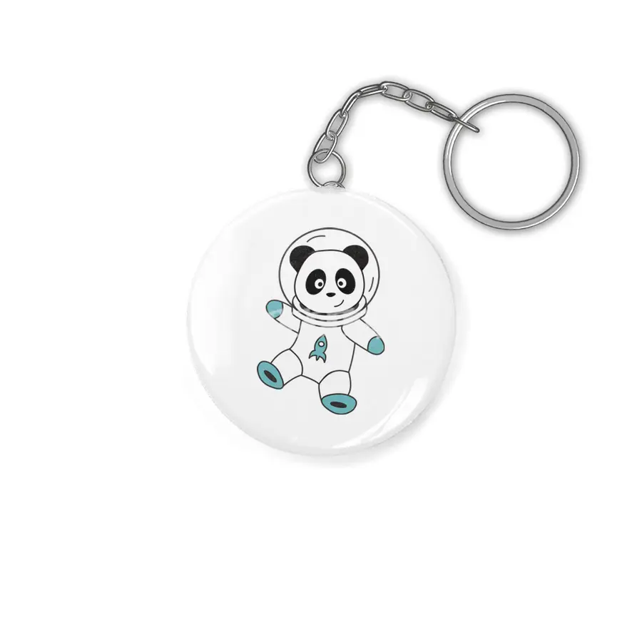 Astronauts Pandas Planet Earth Space Anahtarlık
