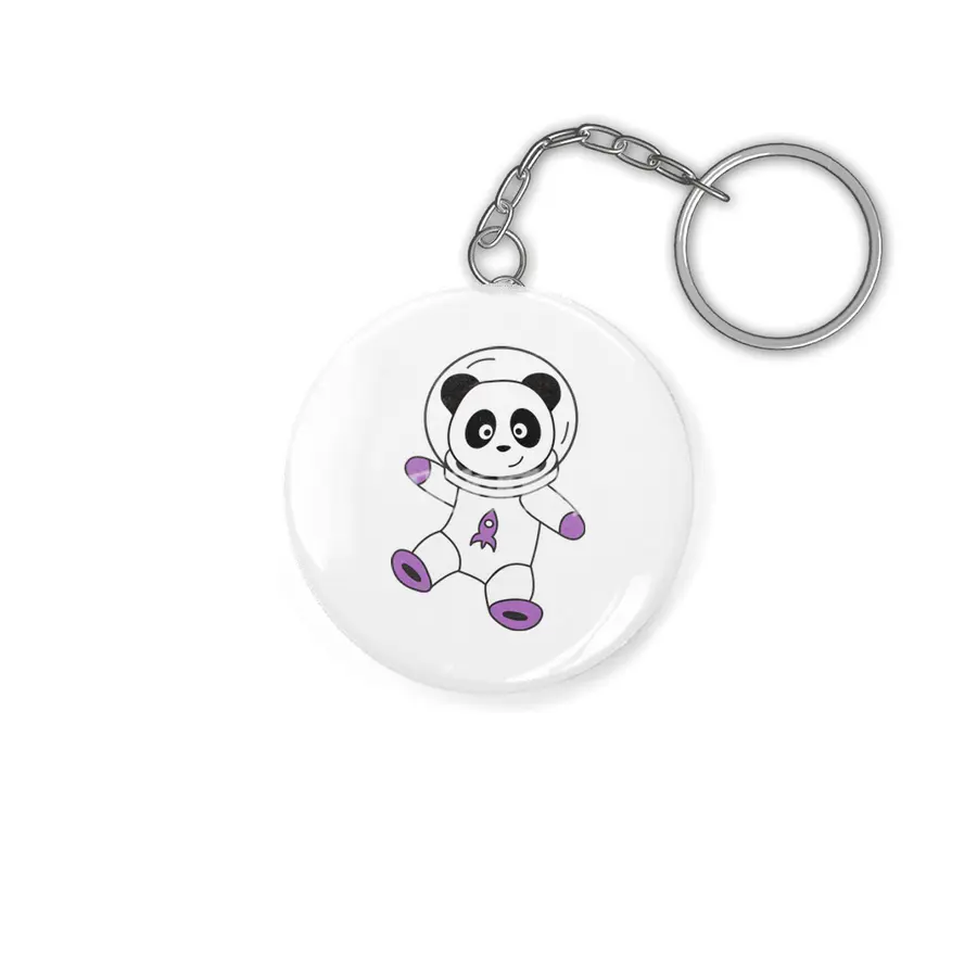 Astronauts Pandas Planet Earth Space Anahtarlık