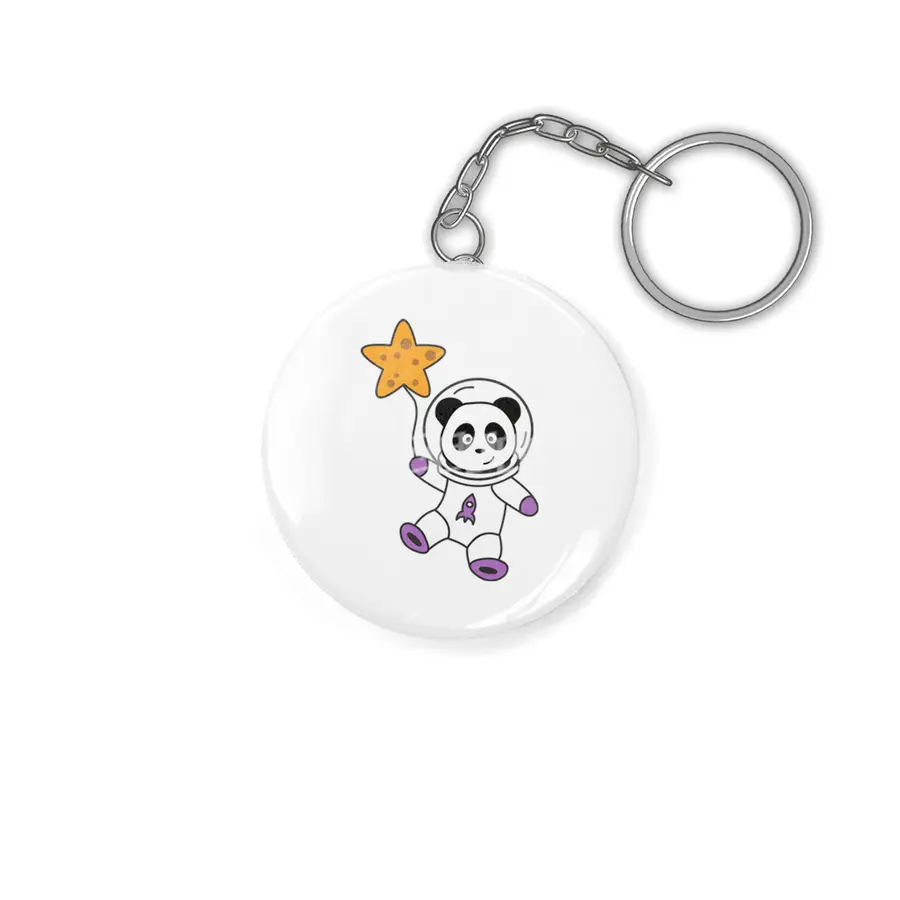 Astronauts Pandas Planet Earth Space Star Anahtarlık