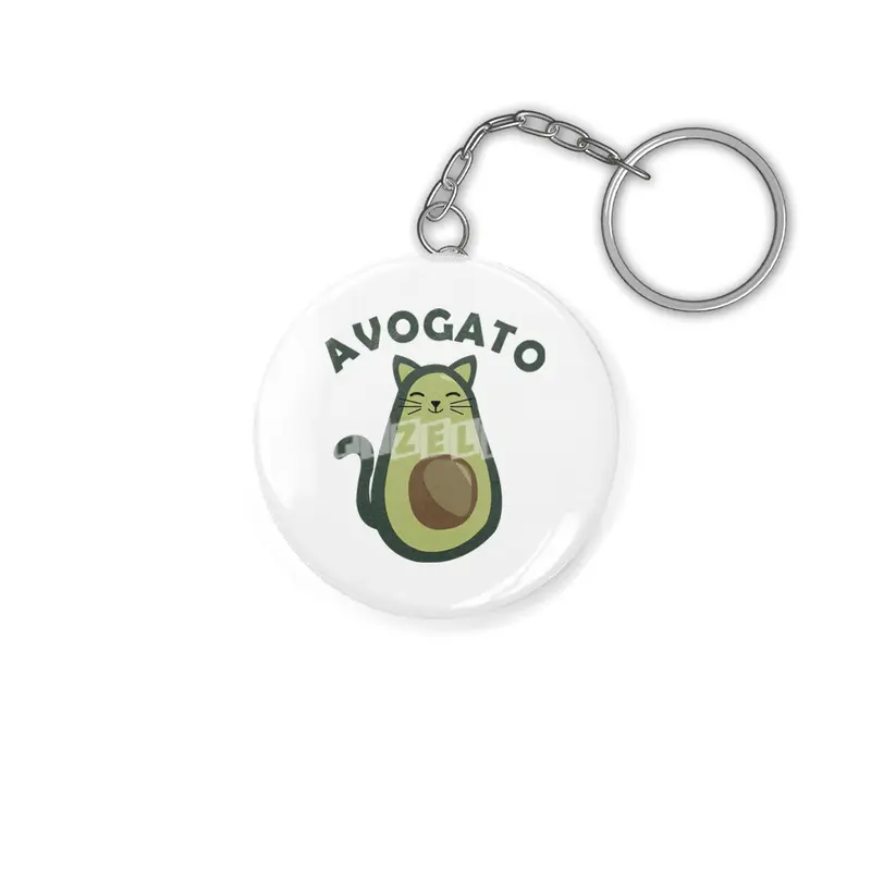Avogato Avocado Cat Funny Food Green Anahtarlık