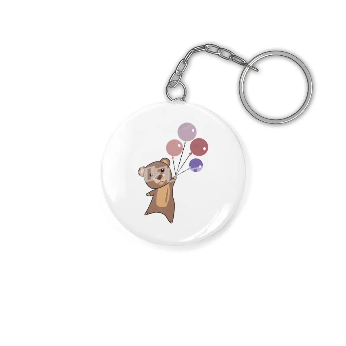 Bear Flies Up With Balloons Cute Animals Anahtarlık