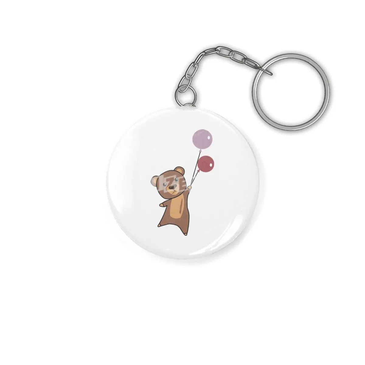 Bear Flies Up With Balloons Cute Animals Anahtarlık
