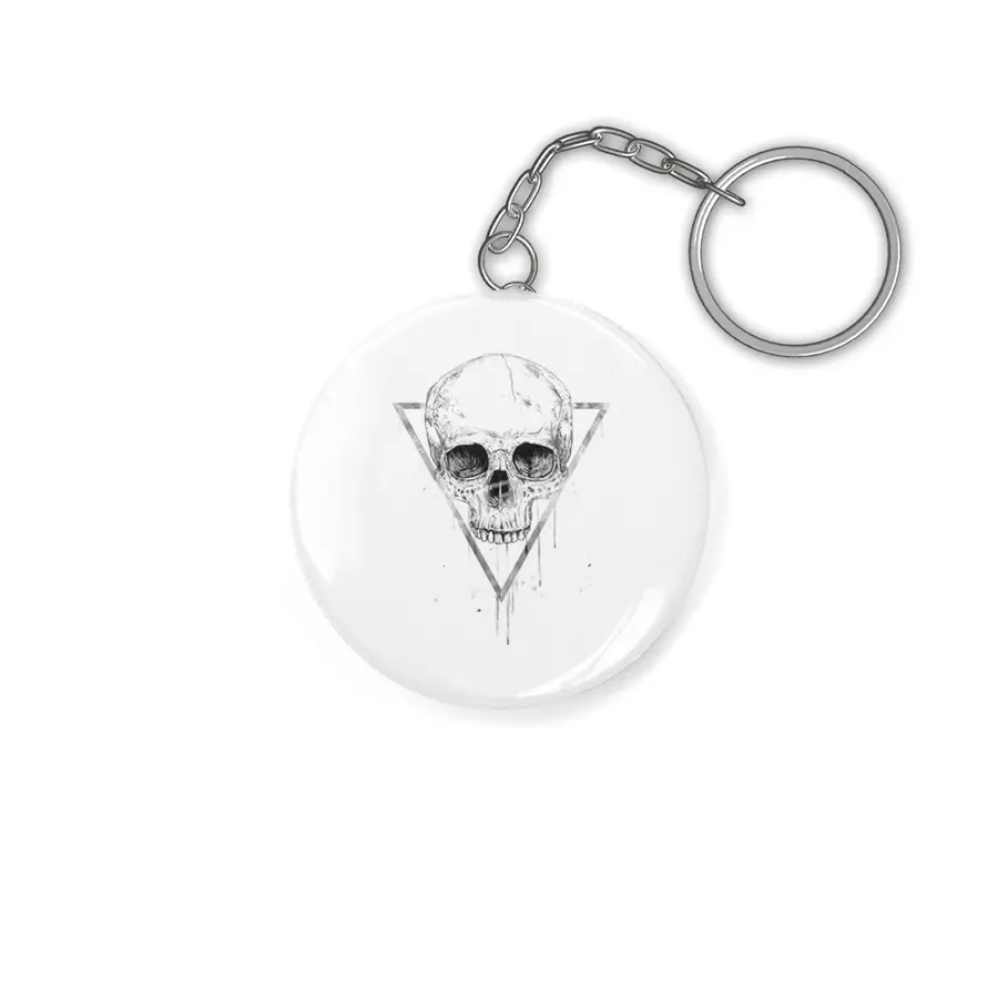 Skull in a triangle (bw) Anahtarlık