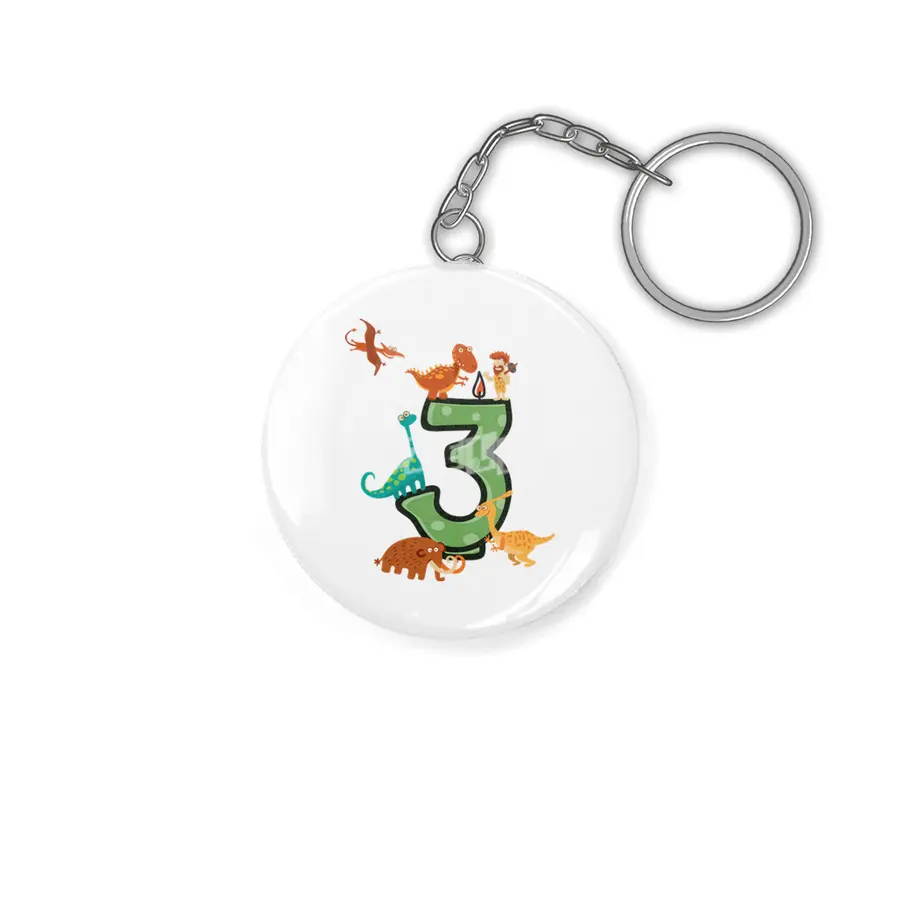 3 Year Dinosaur Birthday Shirt Dino Gift Anahtarlık