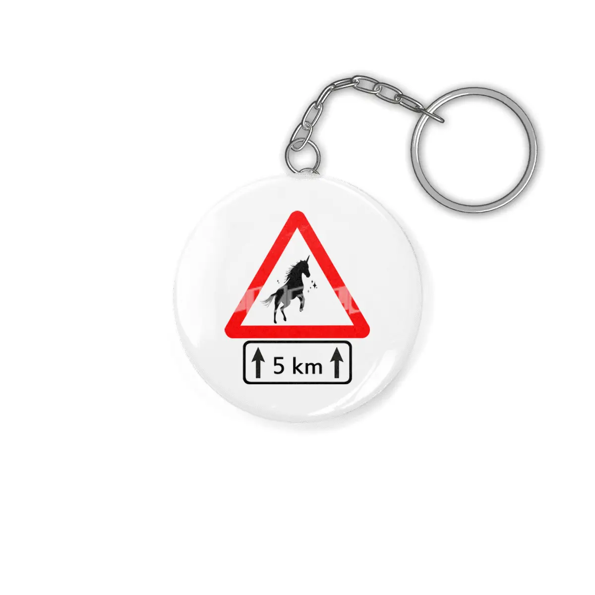 Funny Beautiful Unicorn Road Sign Shirt Anahtarlık