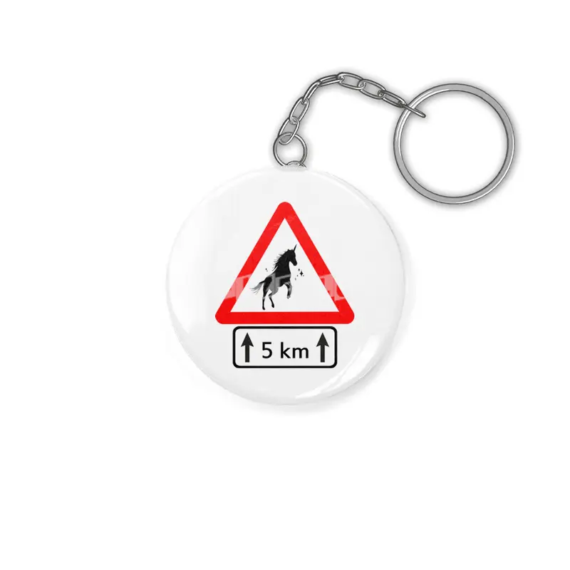 Funny Beautiful Unicorn Road Sign Shirt Anahtarlık