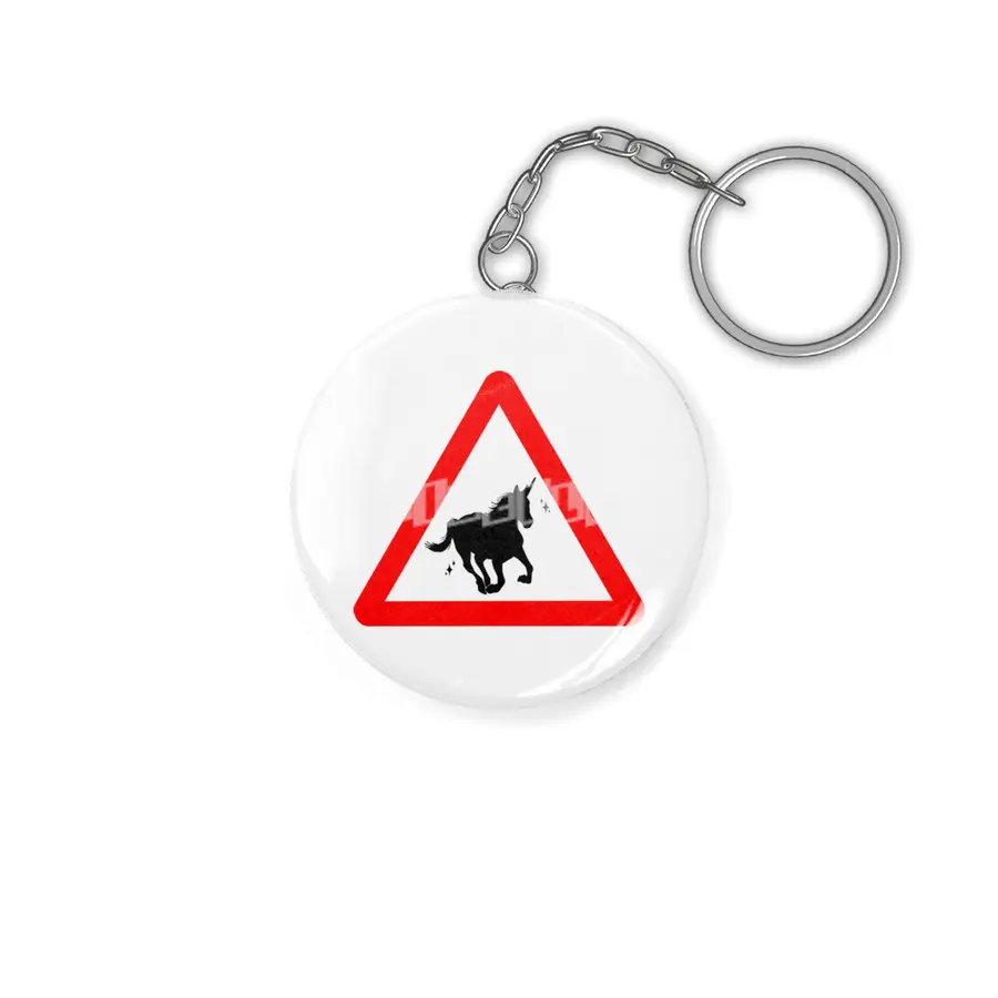 Funny Beautiful Unicorn Road Sign Shirt Anahtarlık