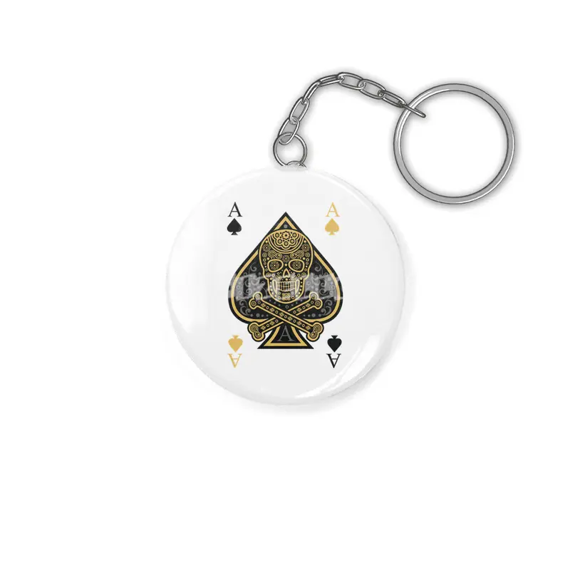 Poker Ace Of Spades Skull Las Vegas Gift Anahtarlık