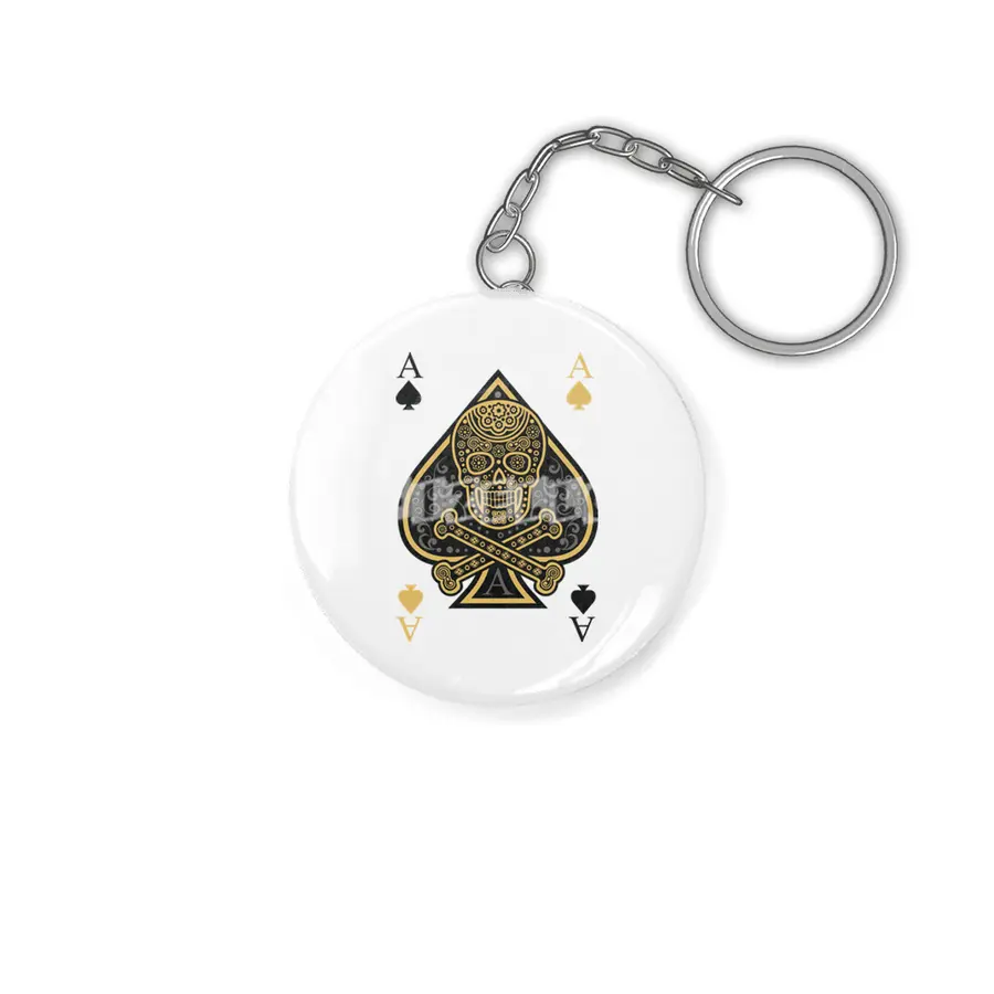 Poker Ace Of Spades Skull Las Vegas Gift Anahtarlık