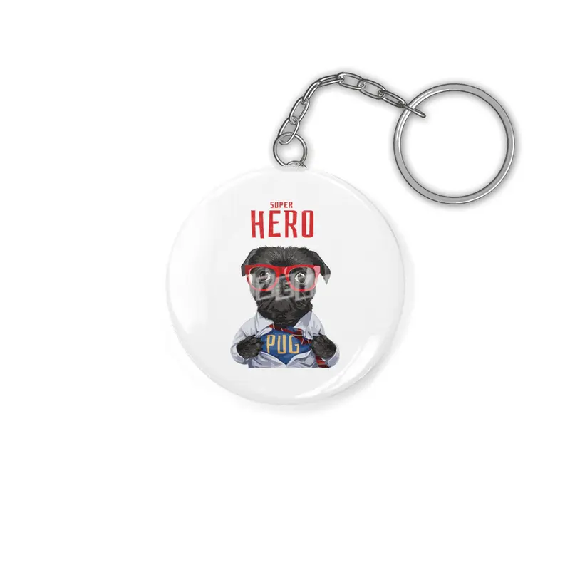 Pug Dog Superhero Dog Owner Gift Anahtarlık