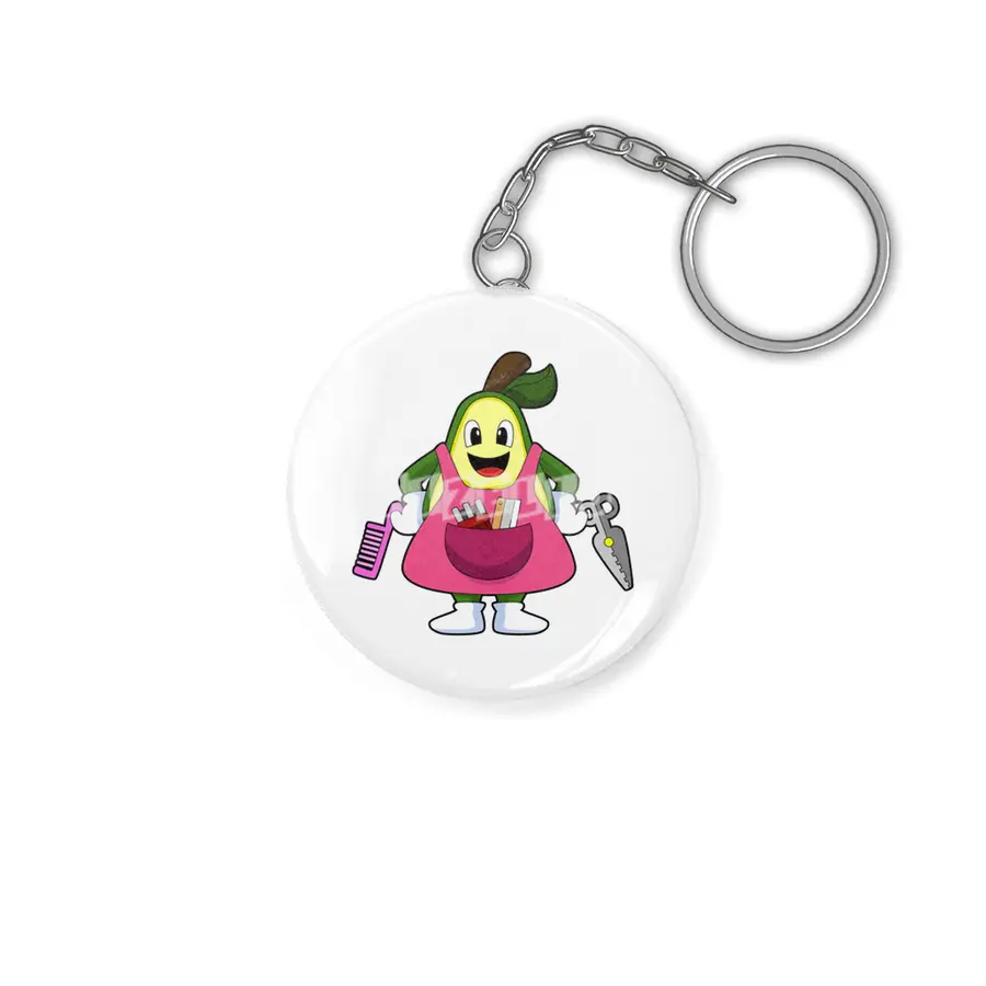 Avocado as Hairdresser with Scissors & Comb Anahtarlık