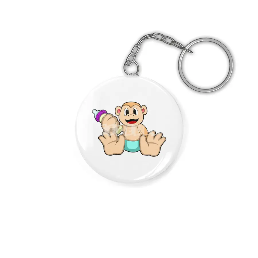 Baby Monkey with Bottle Anahtarlık