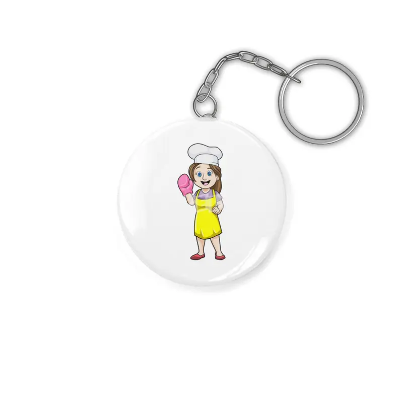 Baker with Cooking apron & Oven gloves Anahtarlık
