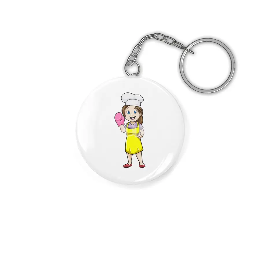 Baker with Cooking apron & Oven gloves Anahtarlık