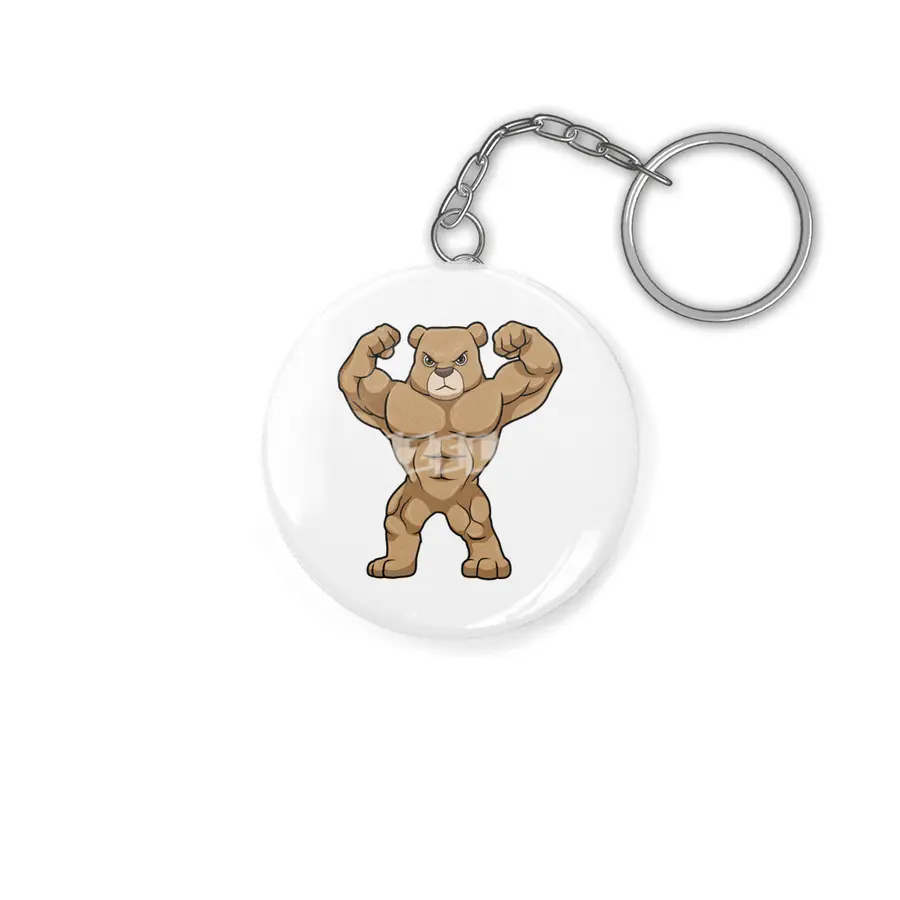 Bear as Bodybuilder with big Muscles Anahtarlık