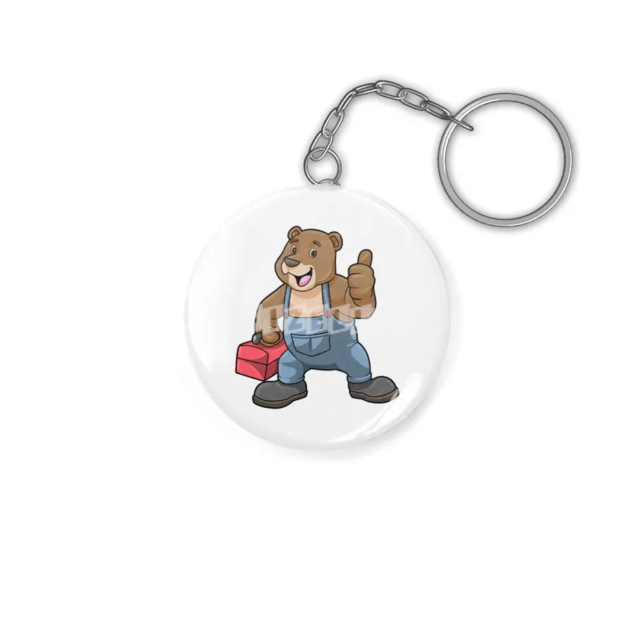 Bear as Craftsman with Tool box Anahtarlık