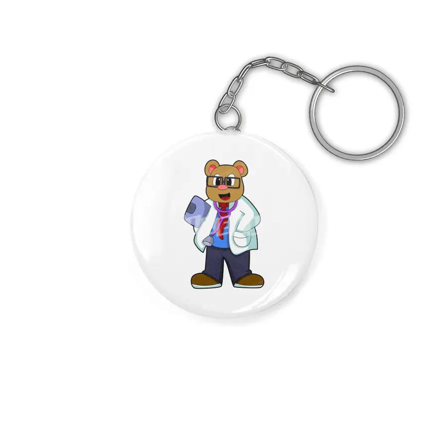 Bear as Doctor with Stethoscope Anahtarlık