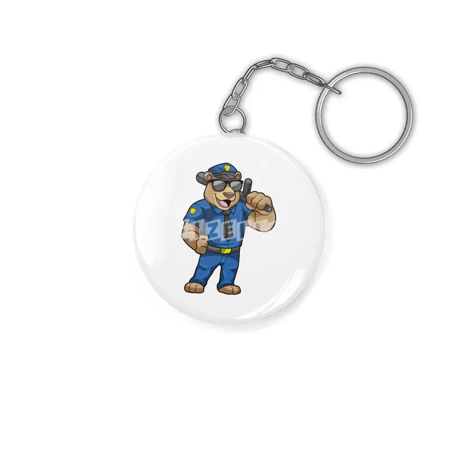 Bear as Police officer with Police uniform & Baton Anahtarlık
