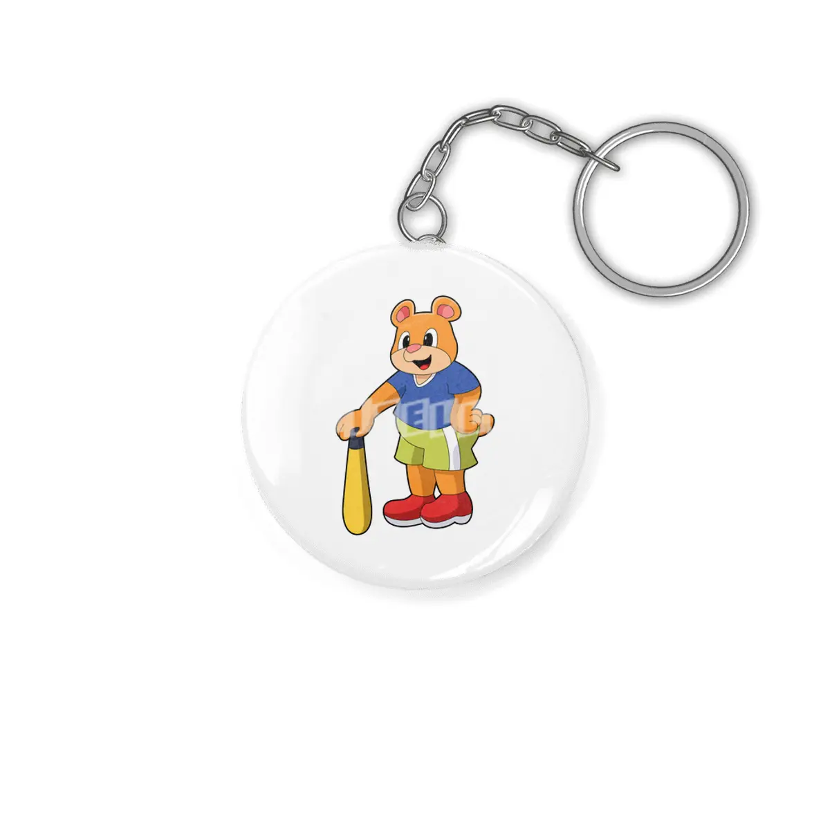 Bear at Baseball with Baseball bat Anahtarlık
