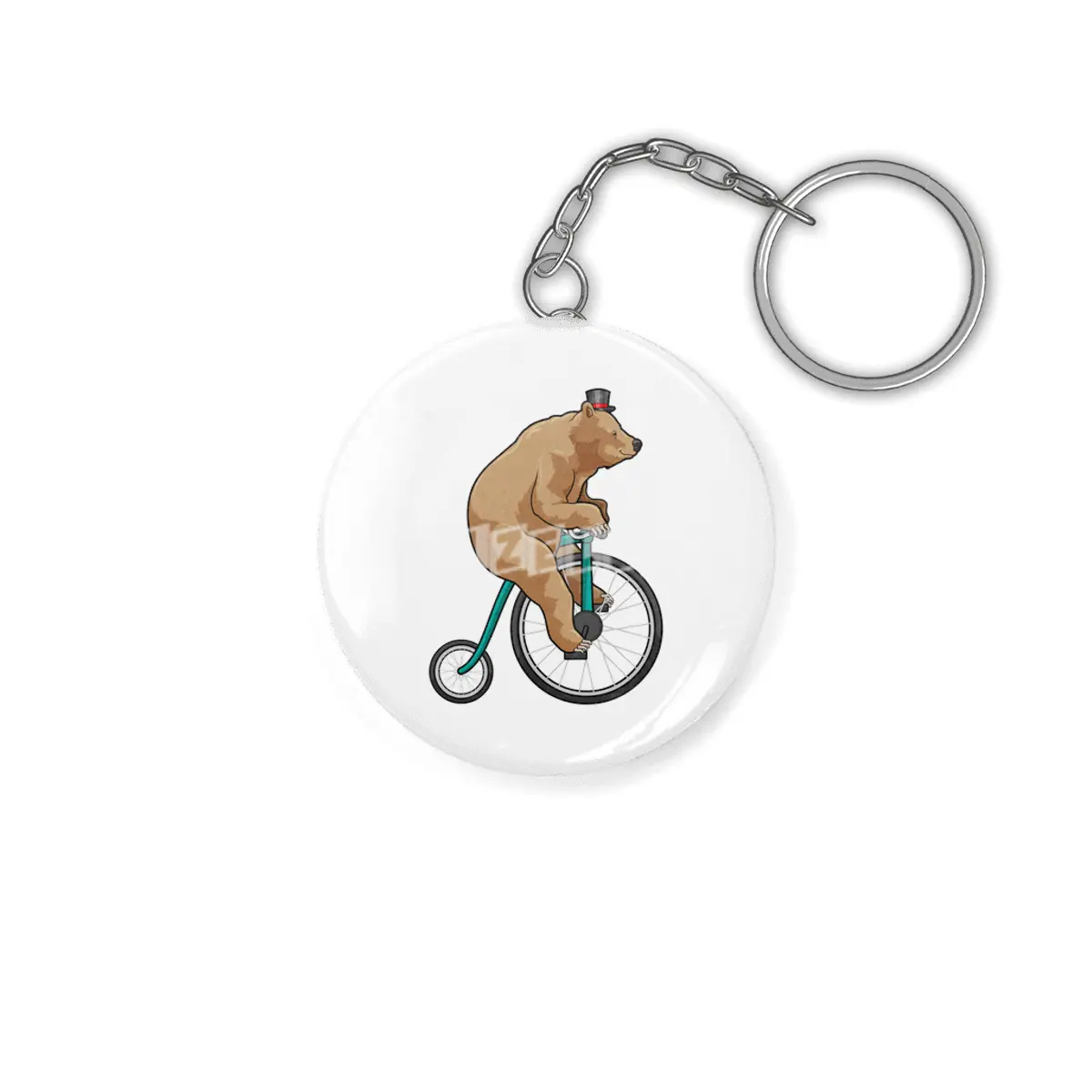 Bear at Circus with Bicycle Anahtarlık