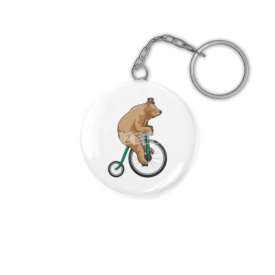 Bear at Circus with Bicycle Anahtarlık