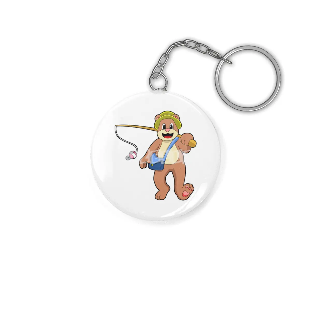 Bear at Fishing with Fishing rod Anahtarlık