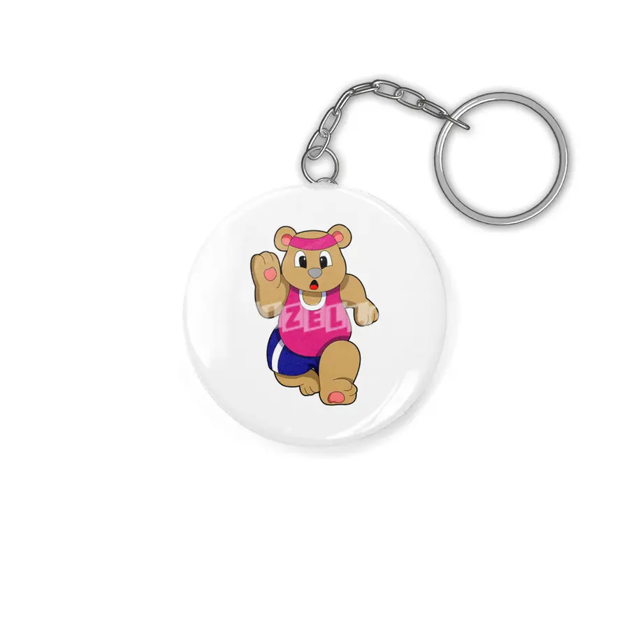 Bear at Fitness - Jogging with Headband Anahtarlık