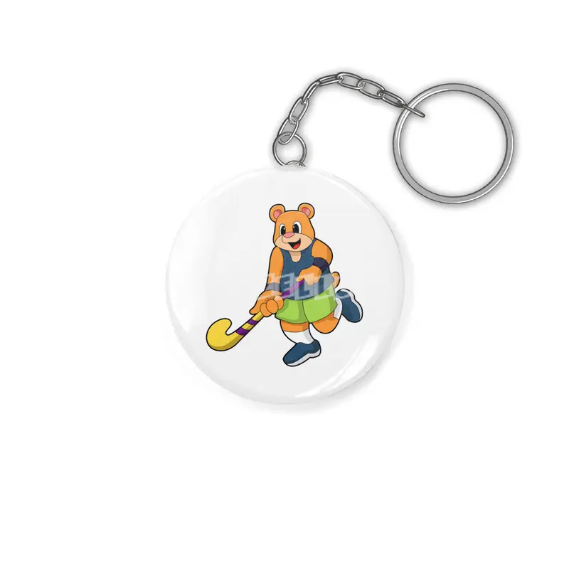 Bear at Hockey with Hockey bat Anahtarlık