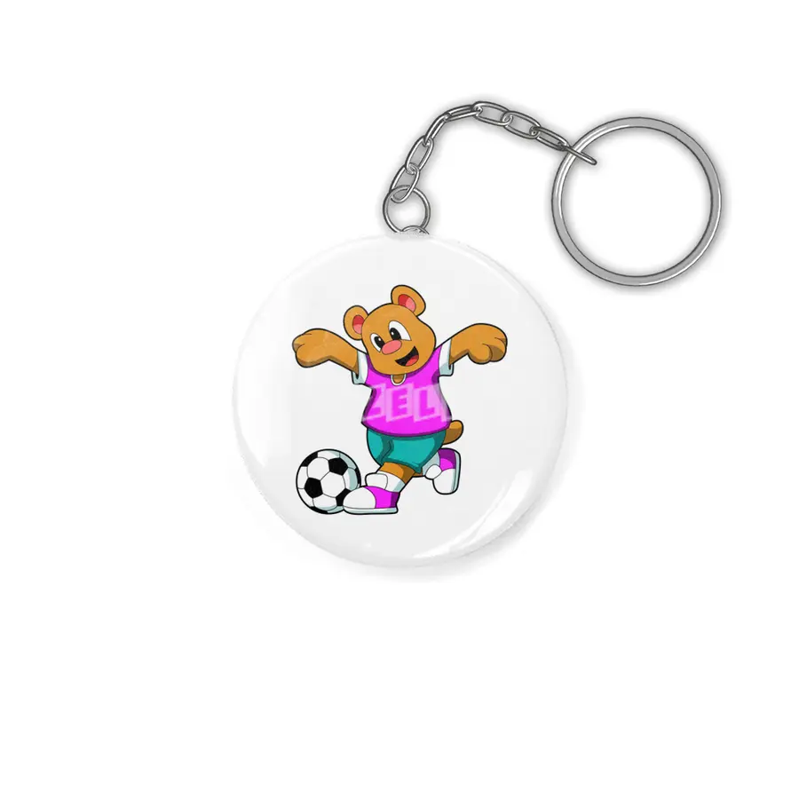 Bear at Sports with Soccer Anahtarlık