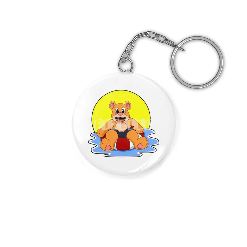 Bear at Swimming with Swim ring Anahtarlık