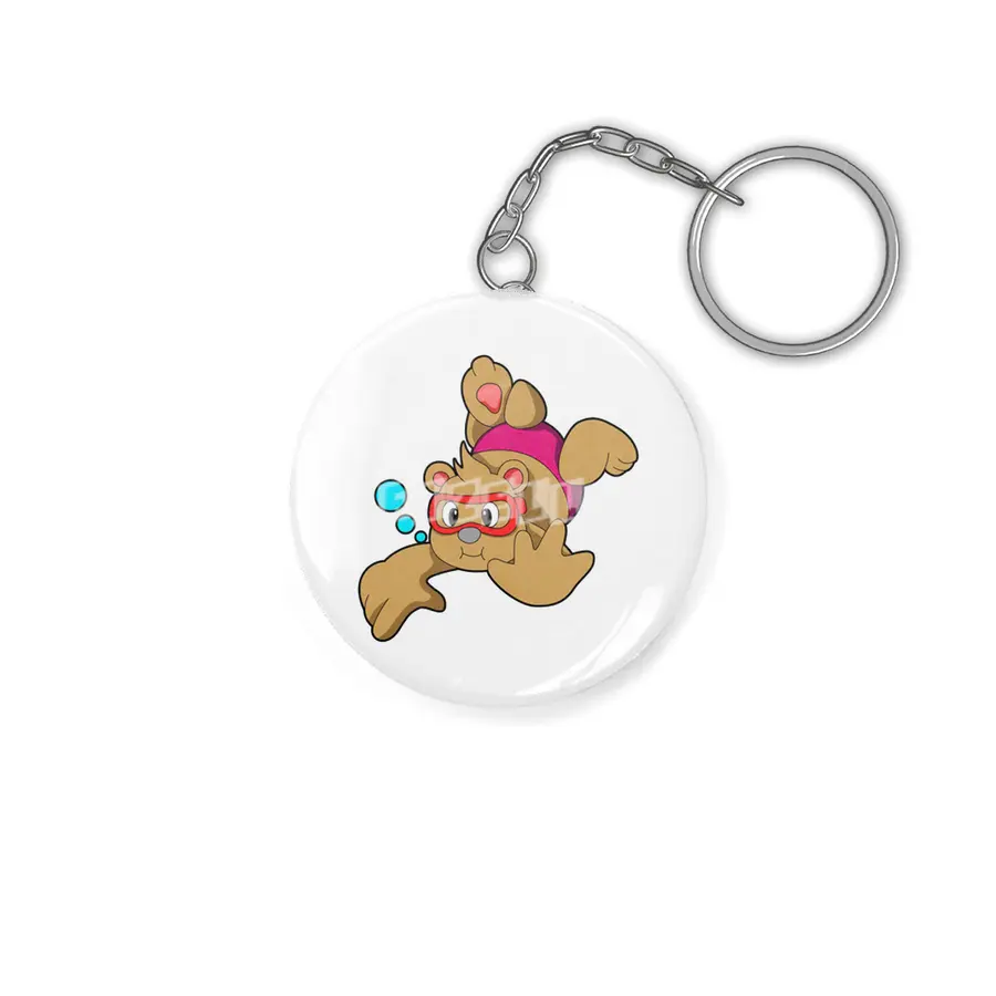 Bear at Swimming with Swimming goggles Anahtarlık