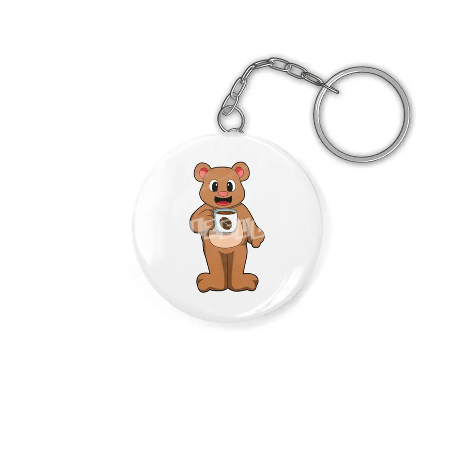 Bear with Cup of Coffee Anahtarlık