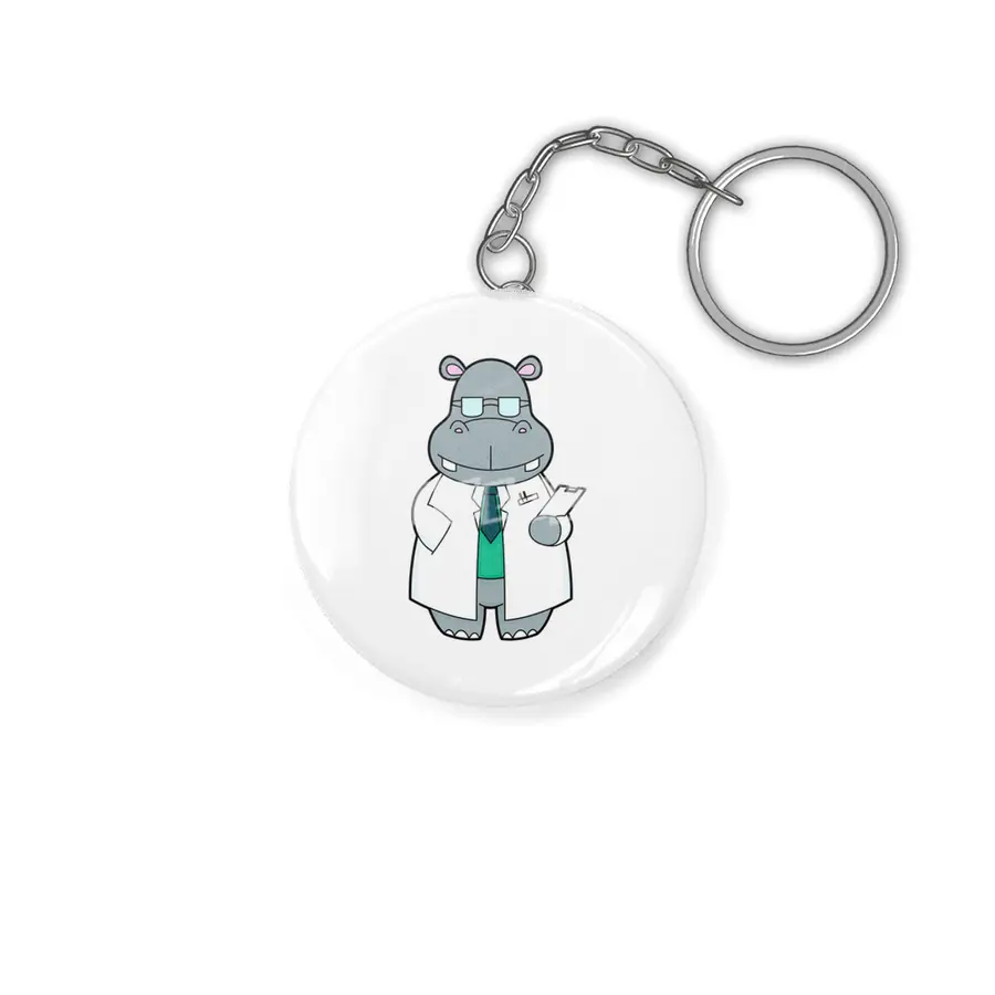 Hippo as Doctor with Smock Anahtarlık