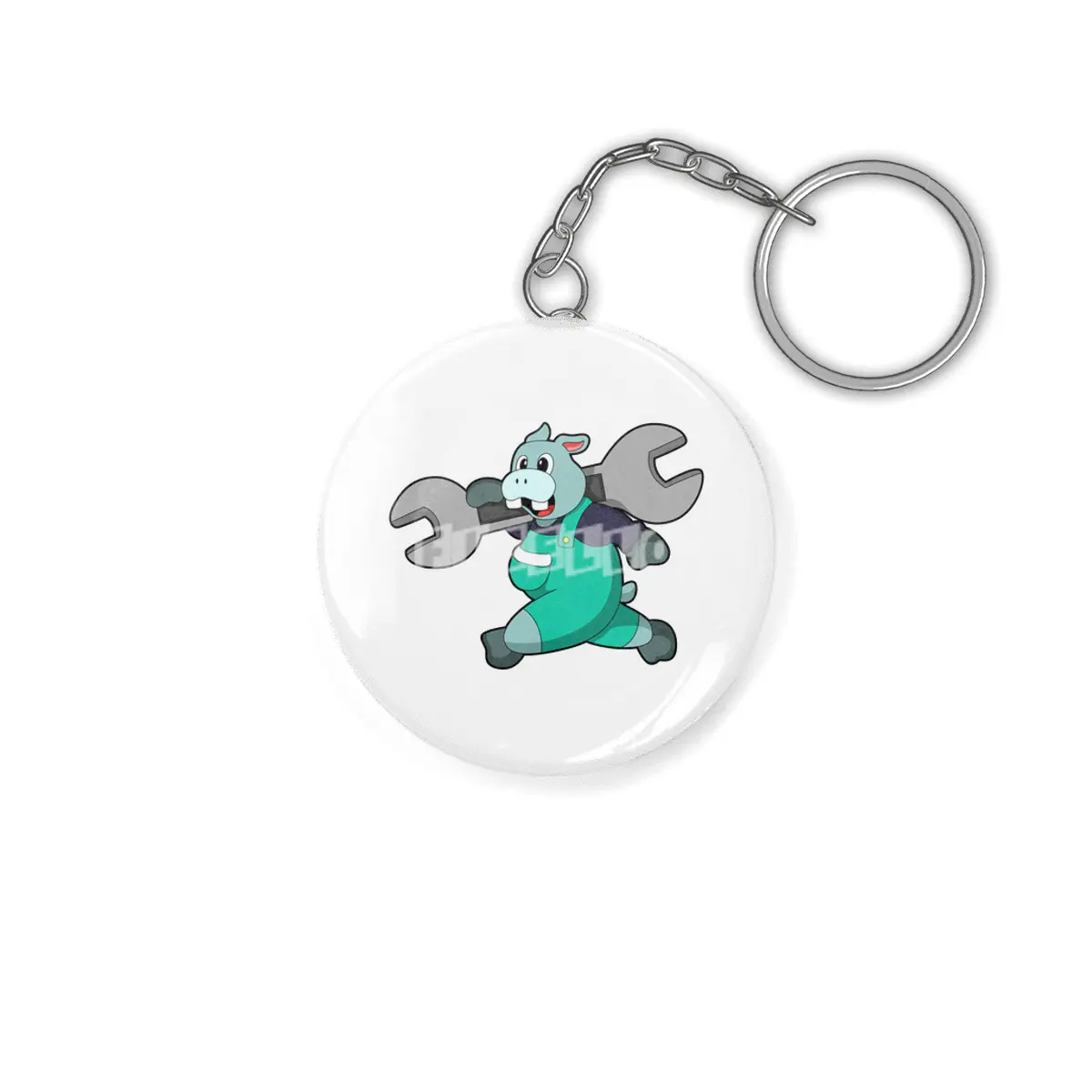 Hippo as Mechanic with Wrench Anahtarlık