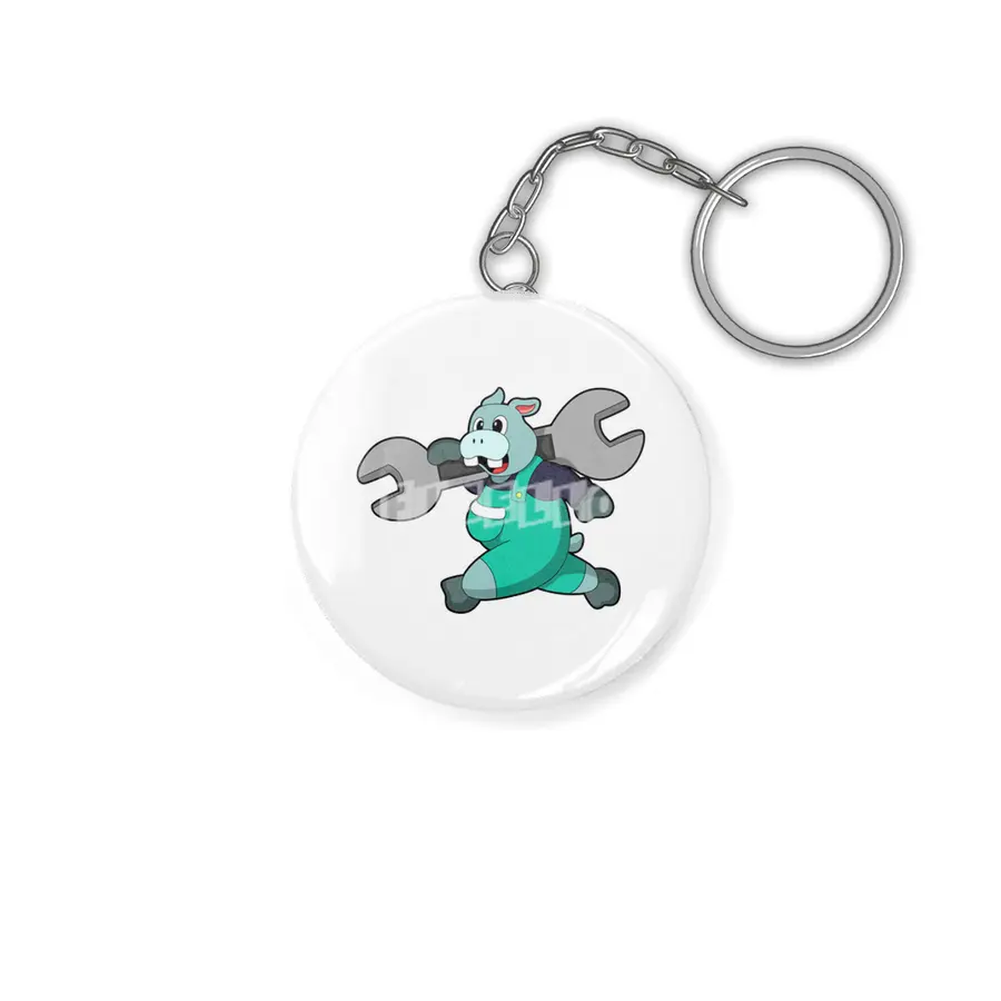 Hippo as Mechanic with Wrench Anahtarlık