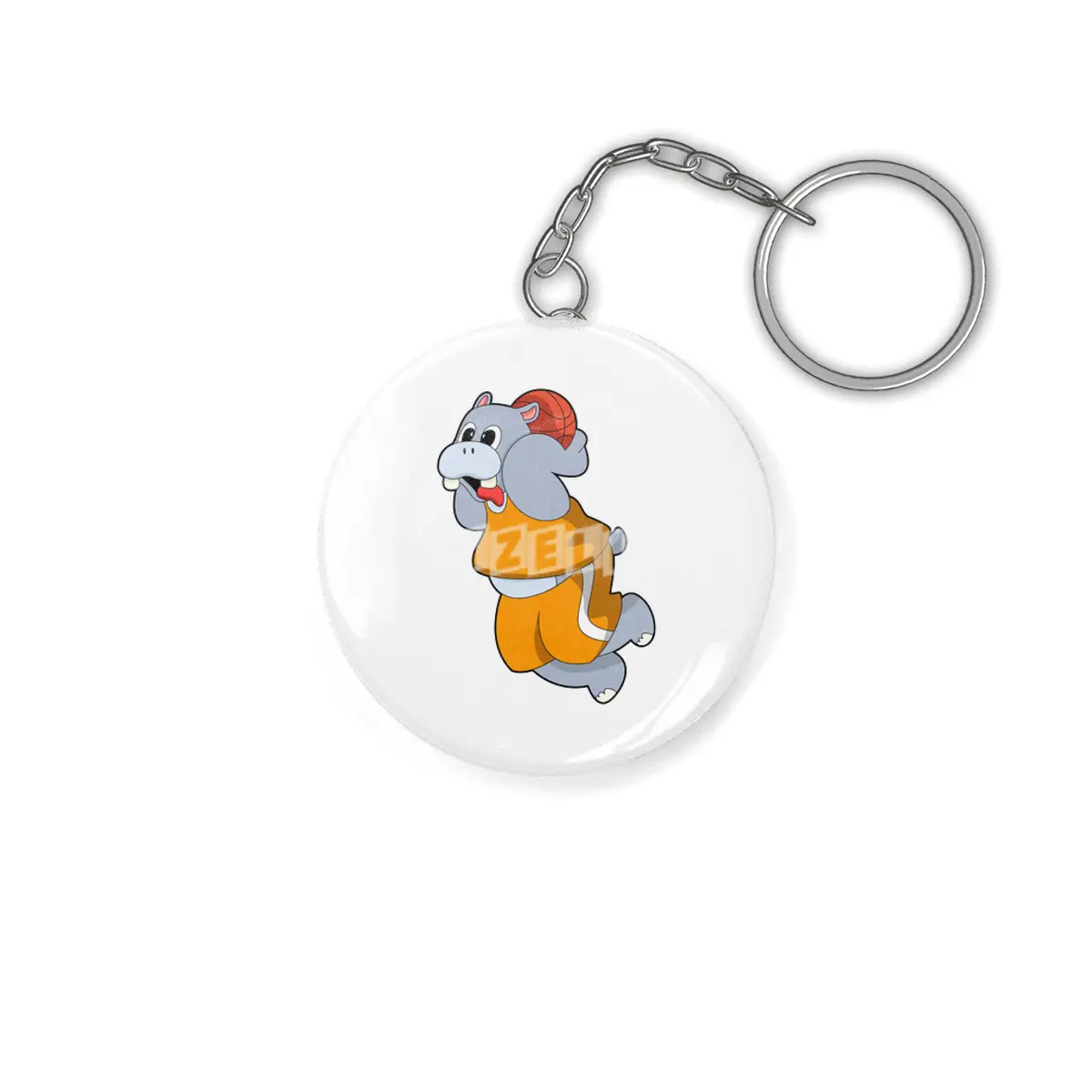 Hippo at Basketball Sports Anahtarlık