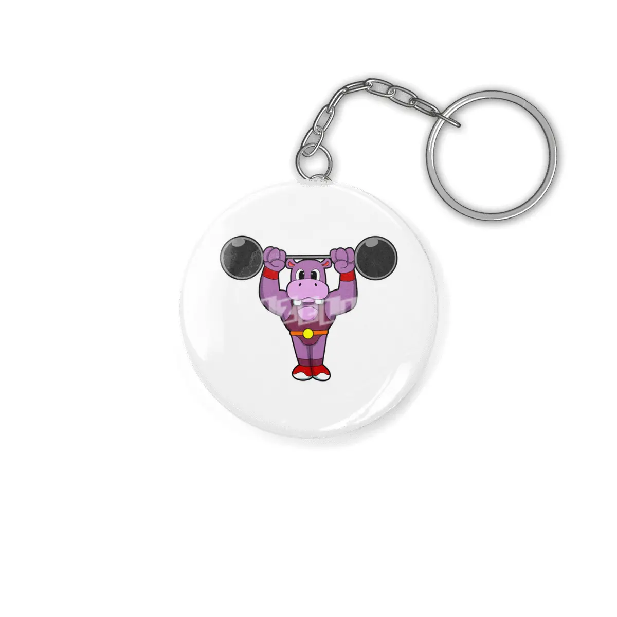 Hippo at Bodybuilding with Barbell Anahtarlık