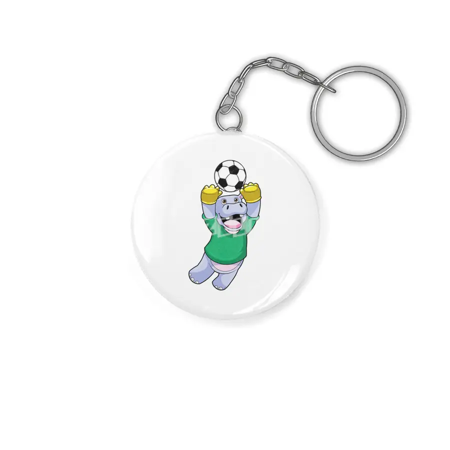 Hippo at Soccer Sports Anahtarlık