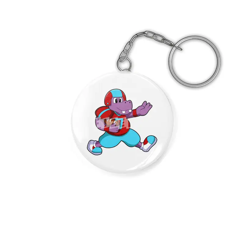 Hippo at Sports with Football & Helmet Anahtarlık