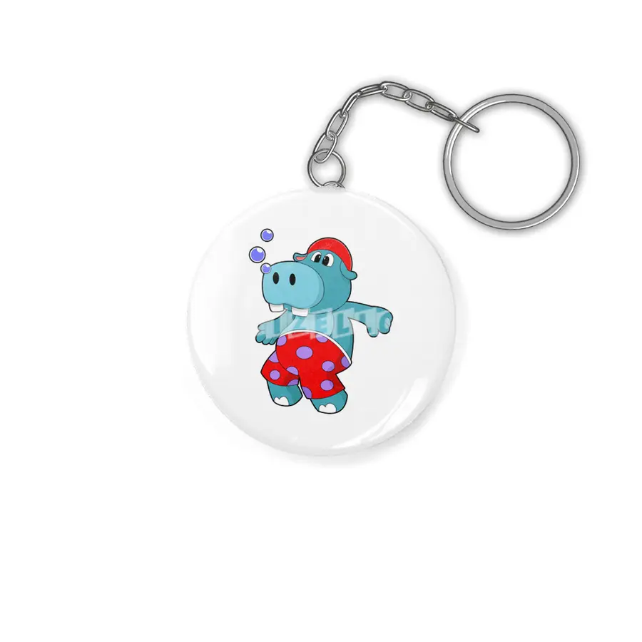 Hippo at Swimming with Swimming trunks Anahtarlık