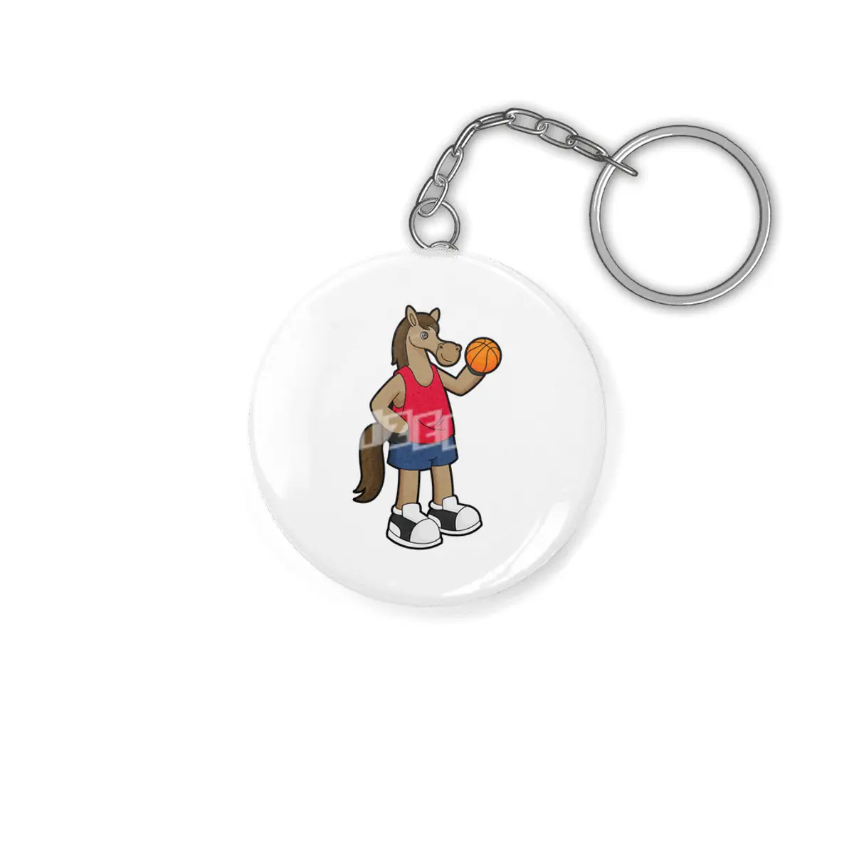 Horse as Basketball player with Basketball Anahtarlık