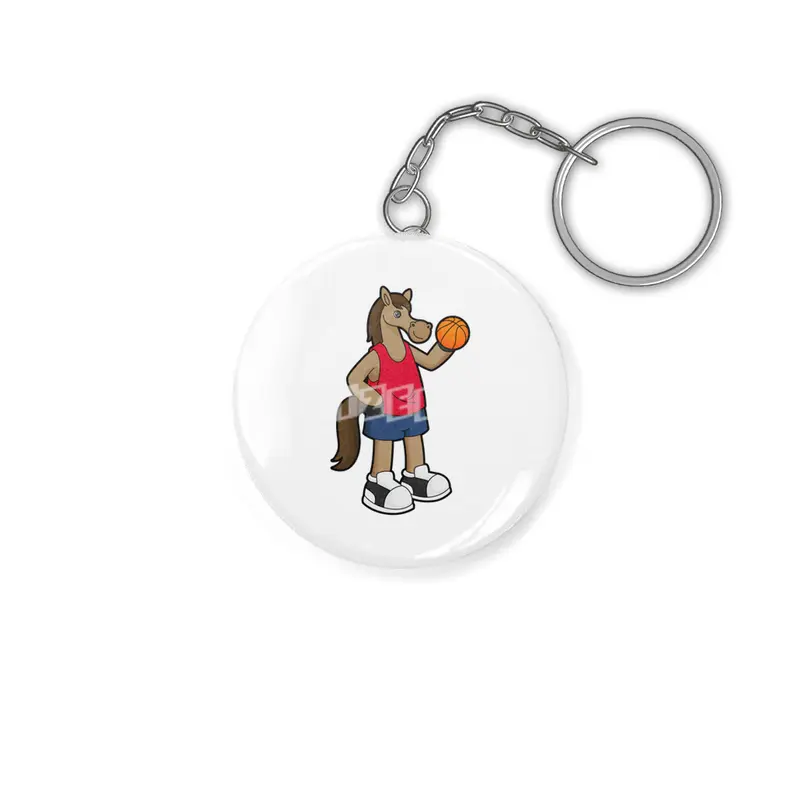 Horse as Basketball player with Basketball Anahtarlık